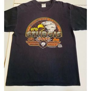 Hanes Mens 67th Sturgis Motorcycle Classic 2007 Graphic T-shirt Black Eagle L